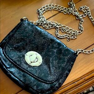 Gorgeous sparkly leopard print evening bag with silver chain & latch